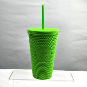 Starbucks Tumbler 2021 Neon Green Studded Cold Cup Original Straw 16oz New